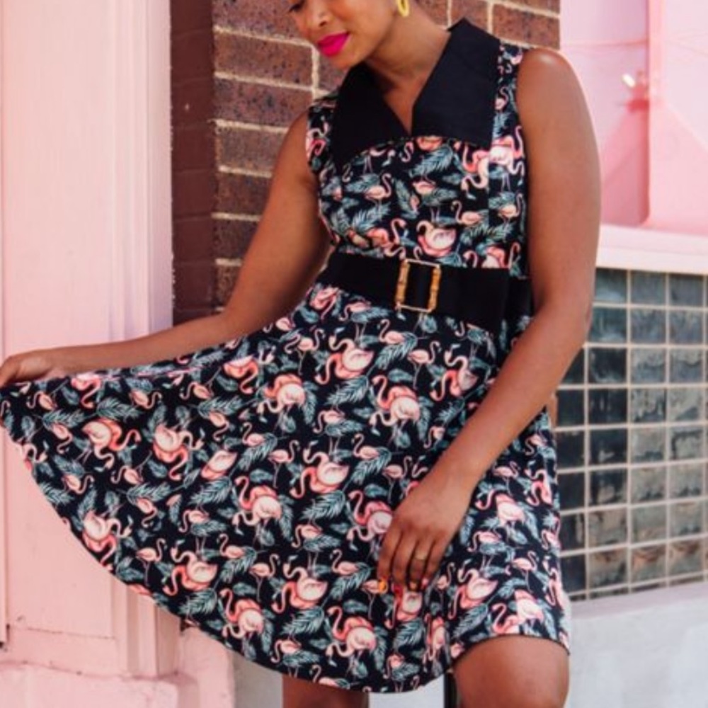 ModCloth/Royal Monk Flamingo vintage retro dress